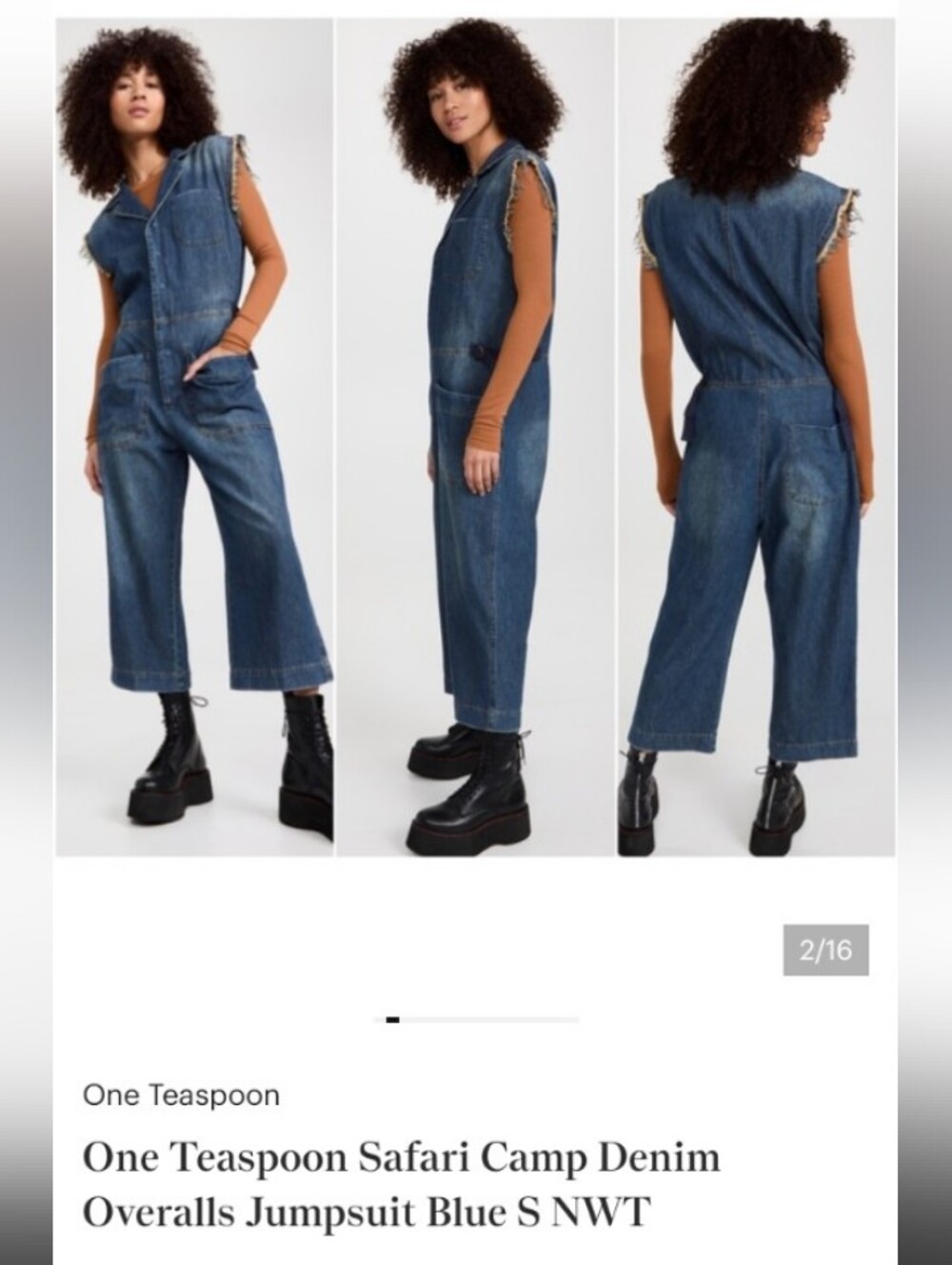 One Teaspoon Safari Camp Denim Coveralls Jumpsuit size XL